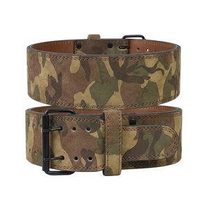 Hot Sale Camouflage Suede Leather Custom Weightlifting & Bodybuilding Dual Prong Buckle Powerlifting Gym <b>Belt</b> For Workout - Product Image 3