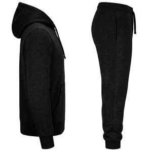 Custom <b>Men's</b> Breathable Streetwear Tracksuit Set <b>Zip</b>-Up Hooded <b>Jacket</b> & Solid Jogger Pants-Comfortable Fitness Sportswear - Product Image 2