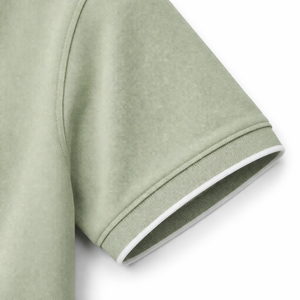 Camiseta Polo Lisa en Verde Salvia con Ribete Blanco, Bordado de Logotipo Personalizado, Proveedor de Fábrica al por Mayor - Product Image 5