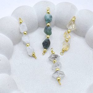 Connecteur à trois pierres en Citrine naturelle, breloque perlée plaquée or, pour la création de bijoux en pierres brutes, bracelets, colliers et artisanat DIY - Product Image 4