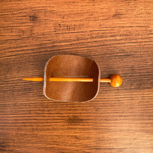 Personalizado 100% cuero de vaca Premium madera Slide Oval Hair Stick Barrette hecho a mano accesorio para el cabello de las mujeres - Product Image 4