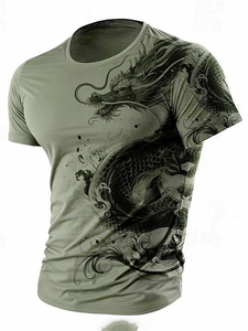 T-shirt homme imprimé dragon 3D, été, décontracté, streetwear, manches courtes, sport, mode urbaine. - Product Image 6