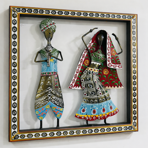 Arte de Pared Metálico Hecho a Mano y Soldado, Diseño Art Deco Ecológico con Marco de Madera Rústico para Regalos de Diwali, Jubilación y Hogar - Product Image 2