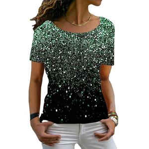 Camiseta estampada en 3D de gran tamaño para mujer, ropa con gráfico Starlight, camisetas de verano de manga corta con cuello redondo, camiseta transpirable - Product Image 1