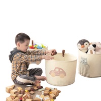 Bolsa de Almacenamiento de Fieltro de Algodón Ecológica y Económica con Cordón, Diseño Clásico Multifuncional con Estampado Animal, Adorable Organizador de Juguetes para Niños