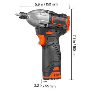 Kit de visseuse à chocs sans fil 12 V avec moteur sans balais, embout de 1/4 pouce, vitesse maximale de 3000 tr/min, accessoires d'outils électriques avec chargeur de batterie - Product Image 5