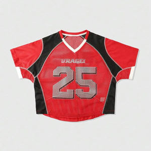 T-shirts personnalisés de haute qualité avec logo imprimé, col en V, coupe ample, style basket-ball, football, maillot de foot en mesh pour hommes - Product Image 4