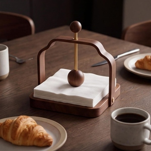 Porta Servilletas de Madera con Diseño de Arco Curvo, Varilla Metálica y Bola Esférica con Peso para Decoración de Cocina y Mesa de Comedor - Product Image 3