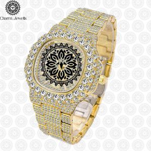 Montre à quartz analogique carrée de luxe Charm_Jewells en acier inoxydable sertie de diamants 38 mm unisexe avec fermoir pliant - Product Image 4