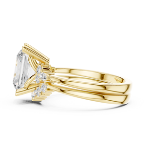 แหวนเพชรทรงรัศมี 2.50 กะรัต ทอง 14K หรูหราสง่างาม ได้รับการรับรองจาก IGI พร้อมวงแหวนเข้าชุด สำหรับผู้หญิง เหมาะสำหรับงานหมั้นและงานแต่งงาน - Product Image 4