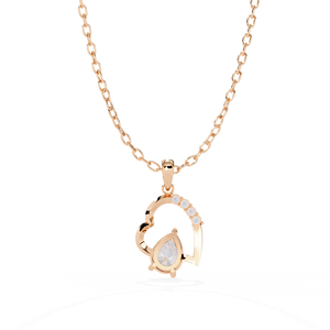 Classic 14K Solid Gold Pear IGI Certified and Round Cut Set Lab Diamond Solitaire Pendant <b>Necklace</b> for Women Party Gift - Product Image 4