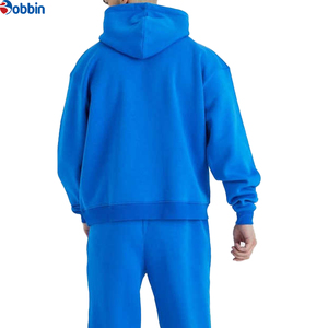 Nuevo Conjunto Deportivo para Hombre, Cómodo, con Capucha, Color Azul Sólido, Algodón, Casual, Manga Larga, para Otoño, Corte Regular - Product Image 3