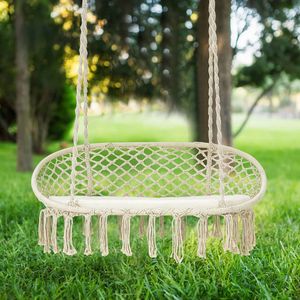 Silla Colgante de Macramé Moderna para Dos Personas con Cojín con Cierre, Columpio Portátil para Patio y Dormitorio - Product Image 2