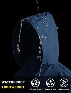 Chaqueta Cortavientos con Capucha para Hombre, Color Azul Marino, con Cierre de Cremallera, Chaqueta Informal Impermeable de Poliéster, Corte Regular, Ropa de Abrigo para Primavera - Product Image 3