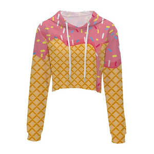 Sweat-shirt à capuche pour femme en molleton 100% coton, coupe courte, noir, élégant, pour la salle de sport, avec logo personnalisé - Product Image 2