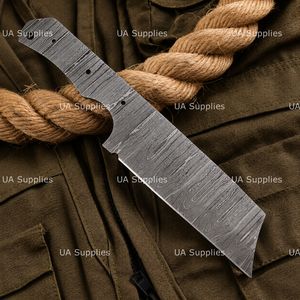 Cuchillo de Caza de Hoja Fija de Acero de Damasco Forjado a Mano, Punta Caída, Tipo Bull Cutter, Hoja Lisa, Espiga Completa, Kit DIY OEM para Fabricación - Product Image 6