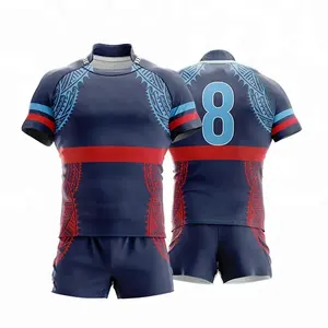 Maillot de rugby personnalisé à faible MOQ, tenue de sport populaire et durable, ensemble de maillots de rugby recyclés par sublimation, kits de rugby complets - Product Image 1