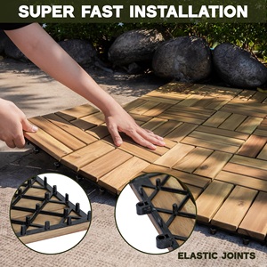 แผ่นไม้อะคาเซีย12แผ่นแบบประสาน DIY แผ่นกระเบื้องปูพื้นดีไซน์ทันสมัย - Product Image 5