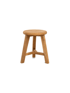 Tabouret rond en bois massif avec finition naturelle et structure de support robuste, idéal pour les restaurants, hôtels et cafés modernes - Product Image 1