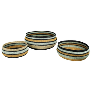 Panier de rangement ovale en fibres végétales tressées au design élégant avec poignées en cuir, bac de rangement rustique multi-usages - Product Image 3