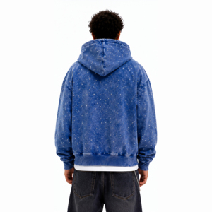 Winter Heavyweight Streetwear Letters Embroidery Raw Hem Cropped Rhinestone Pullover Acid Wash Distressed Applique <b>Hoodie</b> 100% - Product Image 4
