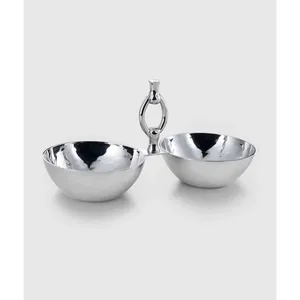 Plato de Servir Doble de Metal Pulido, Diseño Minimalista, Redondo, Patrón Sólido, Apto para Lavavajillas, para Fiestas - Product Image 5