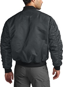 Blouson Bomber Homme Bleu Marine à Fermeture Éclair Col Montant Décontracté Coupe-Vent Hiver en Polyester Rembourré - Product Image 4