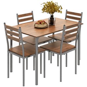 Set Tavolo da Pranzo Moderno e Lussuoso, 4 Pezzi, Tavolo Rettangolare con 4 Sedie Resistenti per Spazi Ristretti - Product Image 1