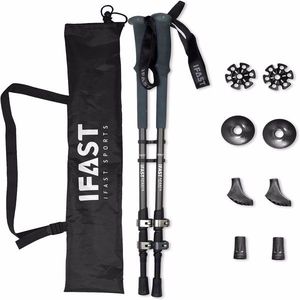 Coppia di Bastoncini da Trekking Regolabili Antiurto Pieghevoli in Alluminio Resistente per Camminata e Escursionismo, Modello per Mano Sinistra - Product Image 1