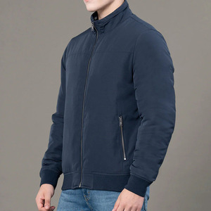 Blouson bomber bleu marine pour homme, col montant, fermeture éclair, vêtement décontracté pour l'automne, coupe-vent, doublure en polaire polyester - Product Image 5