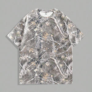 Camiseta de algodón con camuflaje para hombre, manga corta, estilo deportivo para exteriores, caza, con logo personalizado impreso, venta al por mayor - Product Image 4