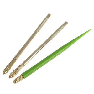 Juego de agujas de ventilación de latón metálico con mango de plástico verde, microganchos de acero, herramientas profesionales para la elaboración de pelucas de encaje - Product Image 1