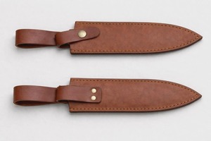Cuchillo de caza de hoja fija de acero de Damasco OEM DIY, punta de lanza, mango de resina y latón, funda de cuero, 12 pulgadas de longitud total - Product Image 4