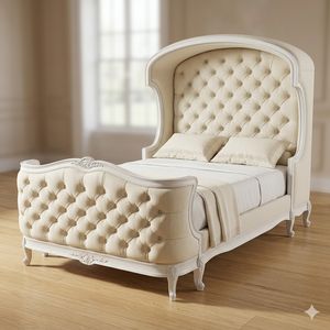 Lit simple à baldaquin en acajou sculpté, mobilier de chambre d'enfant fait main d'Indonésie - Product Image 1