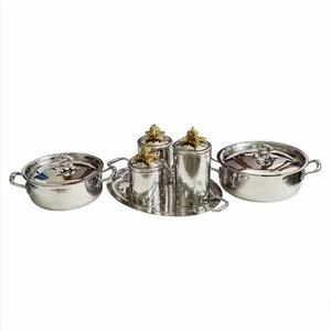 Juego de tapas de calabaza de acero inoxidable plateado brillante con textura martillada para 4 cacerolas Ruffoni y sartén antiadherente duradera - Product Image 5