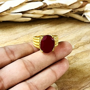 Hot Selling Tribal Textured <b>Ring</b> Boho Brass Band Women 18k <b>Gold</b> Plated Vintage <b>Cocktail</b> Garnet Statement <b>Ring</b> Wholesale/OEM/ODM - Product Image 4