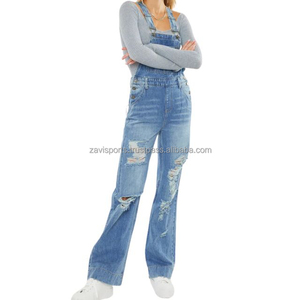 Mono de Mezclilla sin Espalda para Mujer, Pantalones Anchos con Tirantes, Mono de Mezclilla Sexy Desgastado 2025, Venta al por Mayor OEM - Product Image 5