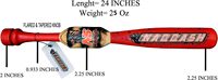 Batte de baseball et de softball lourde de 24 pouces/25 oz, utilisable d'une seule main, en bois d'érable massif de qualité professionnelle pour améliorer la force, par NAQASH SPORTS