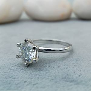 Anillo de Compromiso y Boda D'VINS JEWELS, Diseño Redondo Moderno, Corte Brillante, Color D, Blanco, Plateado, Dorado, Certificado - Product Image 2