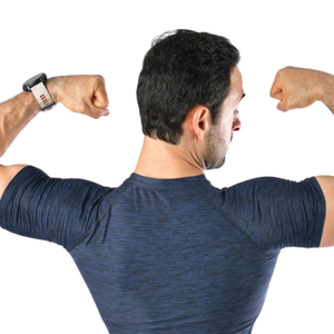 T-shirt de compression pour homme bleu marine personnalisé, séchage rapide, entraînement en salle de sport, course à pied, fitness, athlétique, manches courtes, performance - Product Image 3