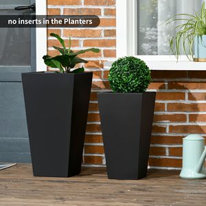 Set di fioriere da esterno MgO nero da 2 confezioni con drenaggio per vasi di fiori da giardino e fioriere - Product Image 2