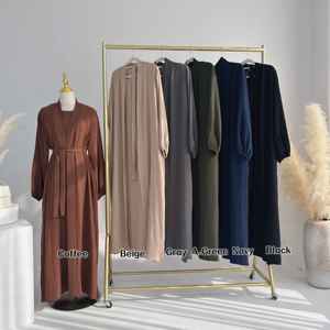 Luxury Kimono Style Modern Muslim Casual Abaya for Women Dubai Modest Islamic Lightweight Breathable <b>Boat</b> Neck <b>Floor</b> Length - Product Image 4