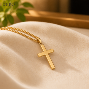 Collar de Cadena con Baño de Oro Amarillo de 18K para Hombre, con Colgante de Cruz Geométrica Simple, Joyería, Regalo de Aniversario - Product Image 4
