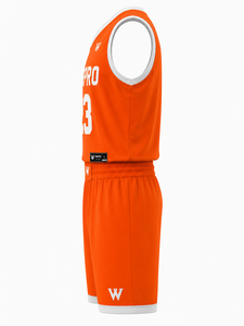 ชุดเสื้อบาสเก็ตบอล WARPRO สีส้ม 23 แบบซับลิเมชั่น ระบายเหงื่อได้ดี สำหรับผู้ใหญ่ แบบยูนิเซ็กซ์ คอวี แขนกุด คุณภาพสูง เสื้อกล้าม กางเกงขาสั้น - Product Image 4