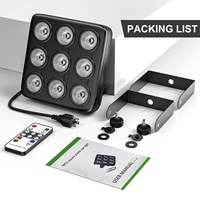 Projecteur carré RGBW à 9 LED, éclairage d'effets de scène, télécommande DMX512, projecteurs activés par le son pour DJ, spectacle, concert, fête, KTV