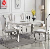 Ensemble de table à manger en verre de luxe moderne, table à manger Tulip, ensembles de salle à manger avec 14 chaises