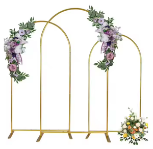 Arco Triple Dorado para Bodas, Soporte Metálico Redondo para Decoración Floral, Ideal para Ceremonias, Escenarios y Eventos - Product Image 3
