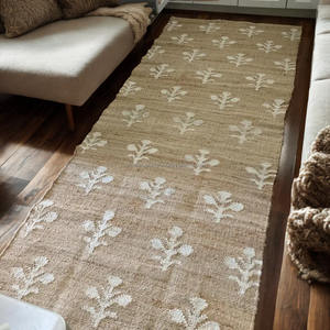 Alfombra de tejido plano de mezcla de yute y algodón sostenible 5x8 con diseño tribal Vintage Kilim hecho a mano India - Product Image 6