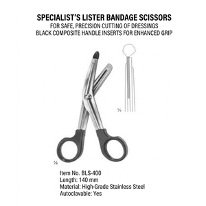 Tijeras para Vendajes Lister de 145 mm, Tijeras de Acero Inoxidable de Grado Médico para Cortar Vendajes y Tela - Product Image 3