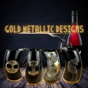 Taza Vikinga de Cuerno de Búfalo Pulido a Mano, Ecológica, con Cuchara y Bandeja, Diseño de Corazón, para Fiestas y Restaurantes - Product Image 6